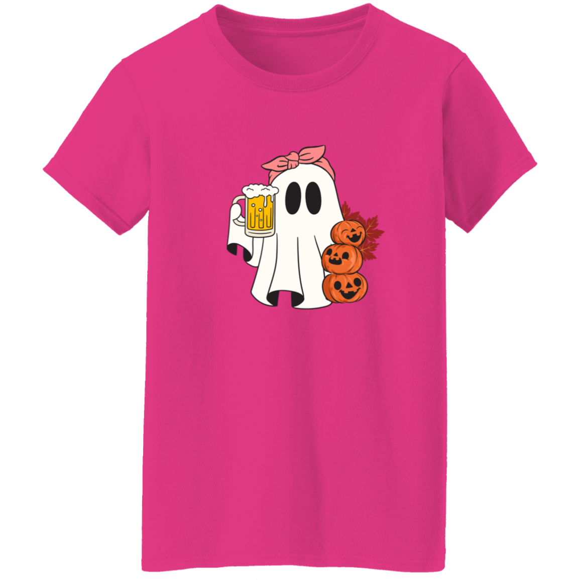 Spooky Beer Ghost Ladies T-Shirt | Cute Halloween Ghost