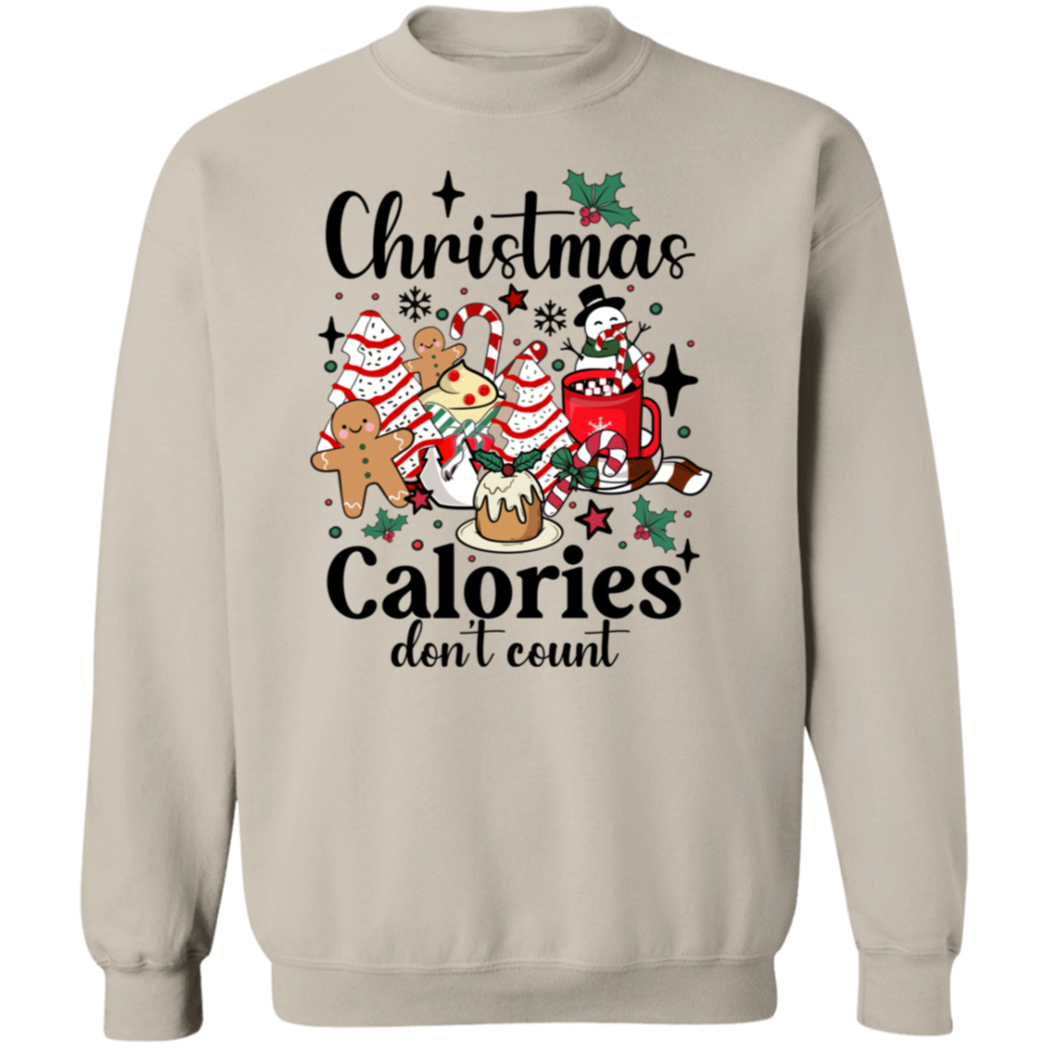 "Christmas Calories Don’t Count" Funny Retro T-Shirt & Sweatshirt – Holiday Coffee Lovers Apparel
