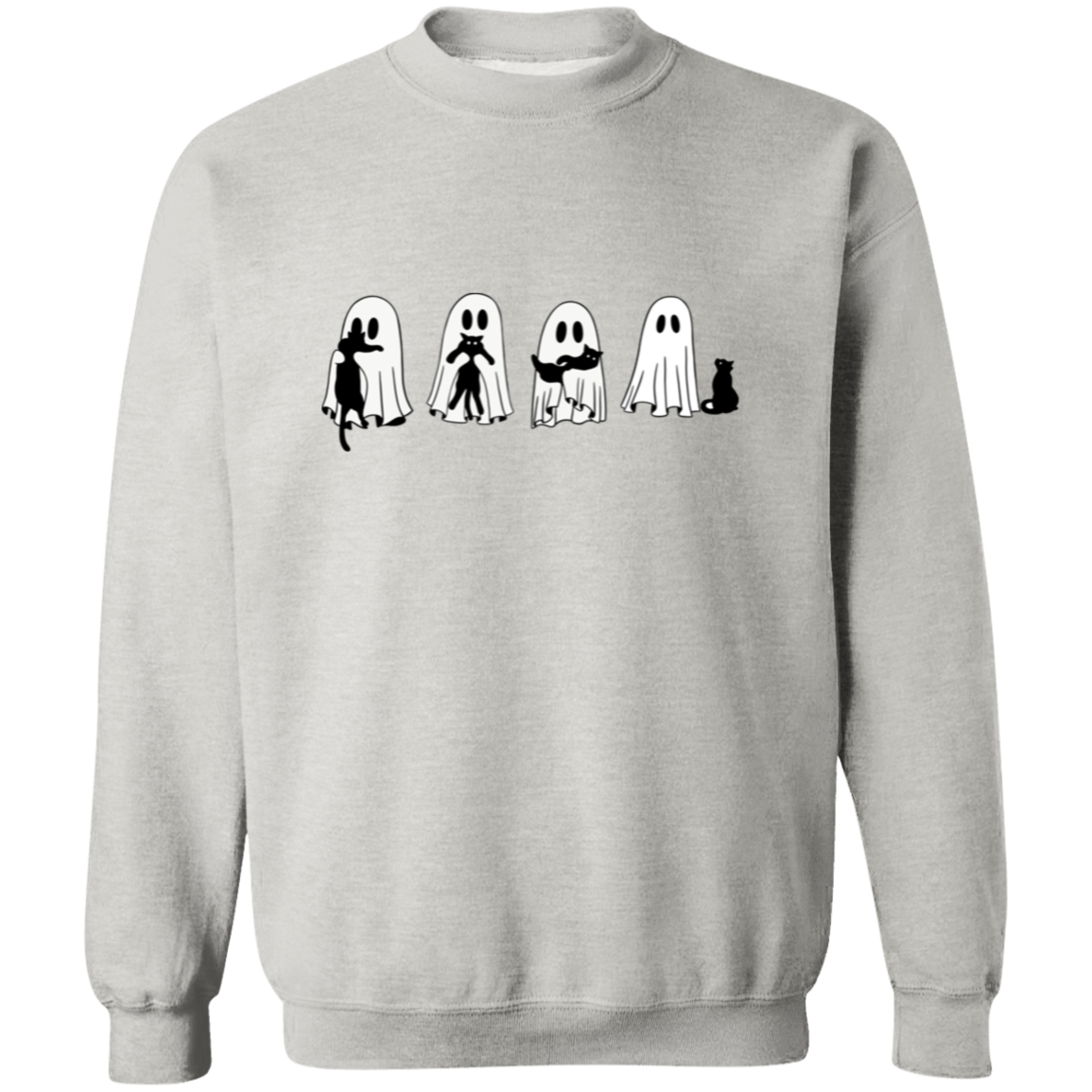 Halloween Ghosts & Cats G180 Crewneck Pullover Sweatshirt