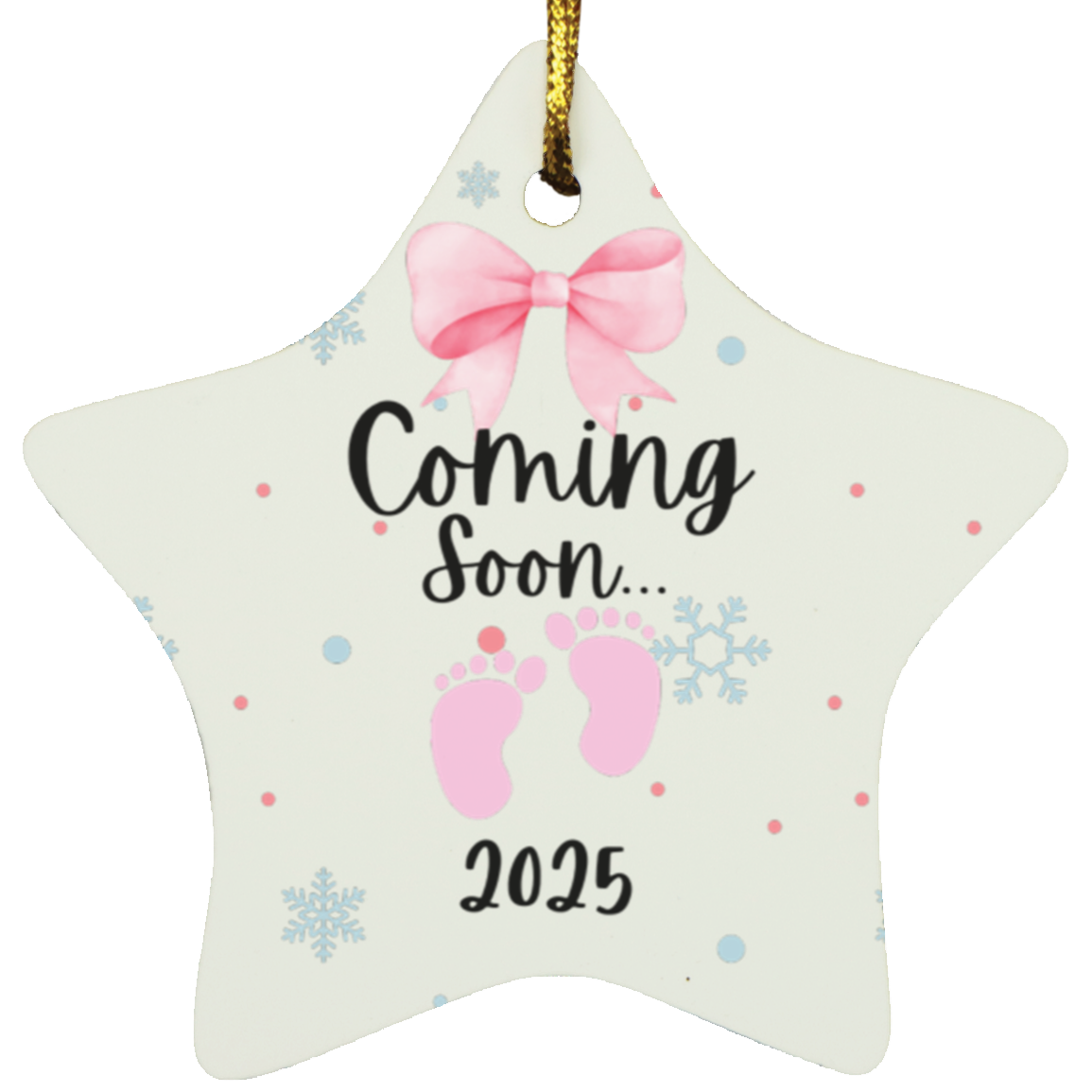 Coming Soon Baby Girl Star Christmas Ornament