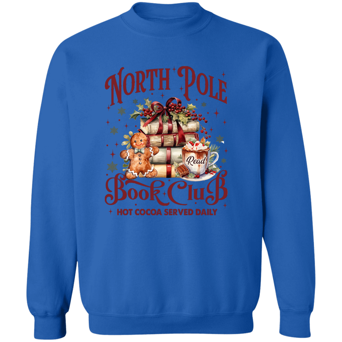 North Pole Book Club T-Shirt & Sweatshirt - Cozy Christmas Book Lover’s Apparel with Hot Cocoa Design