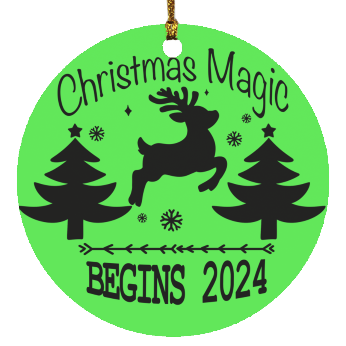 Christmas Magic Begins Circle Ornament
