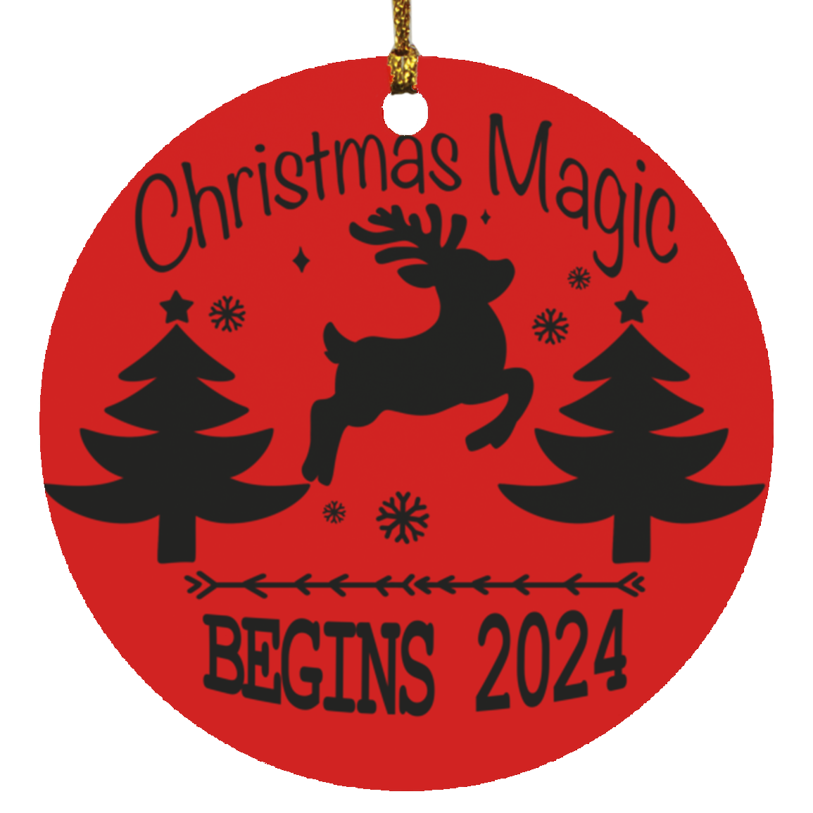 Christmas Magic Begins Circle Ornament