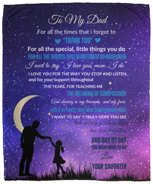 From Daughter to Dad Cozy Plush Fleece Blanket | Gift for Dad
