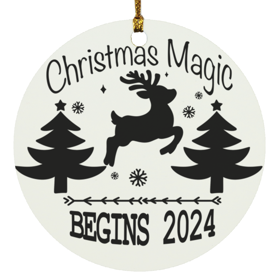 Christmas Magic Begins Circle Ornament