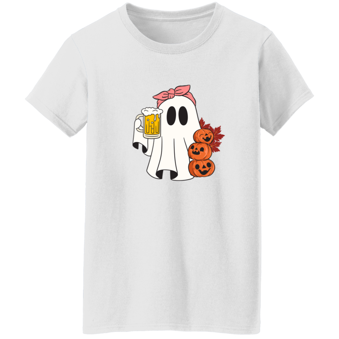 Spooky Beer Ghost Ladies T-Shirt | Cute Halloween Ghost