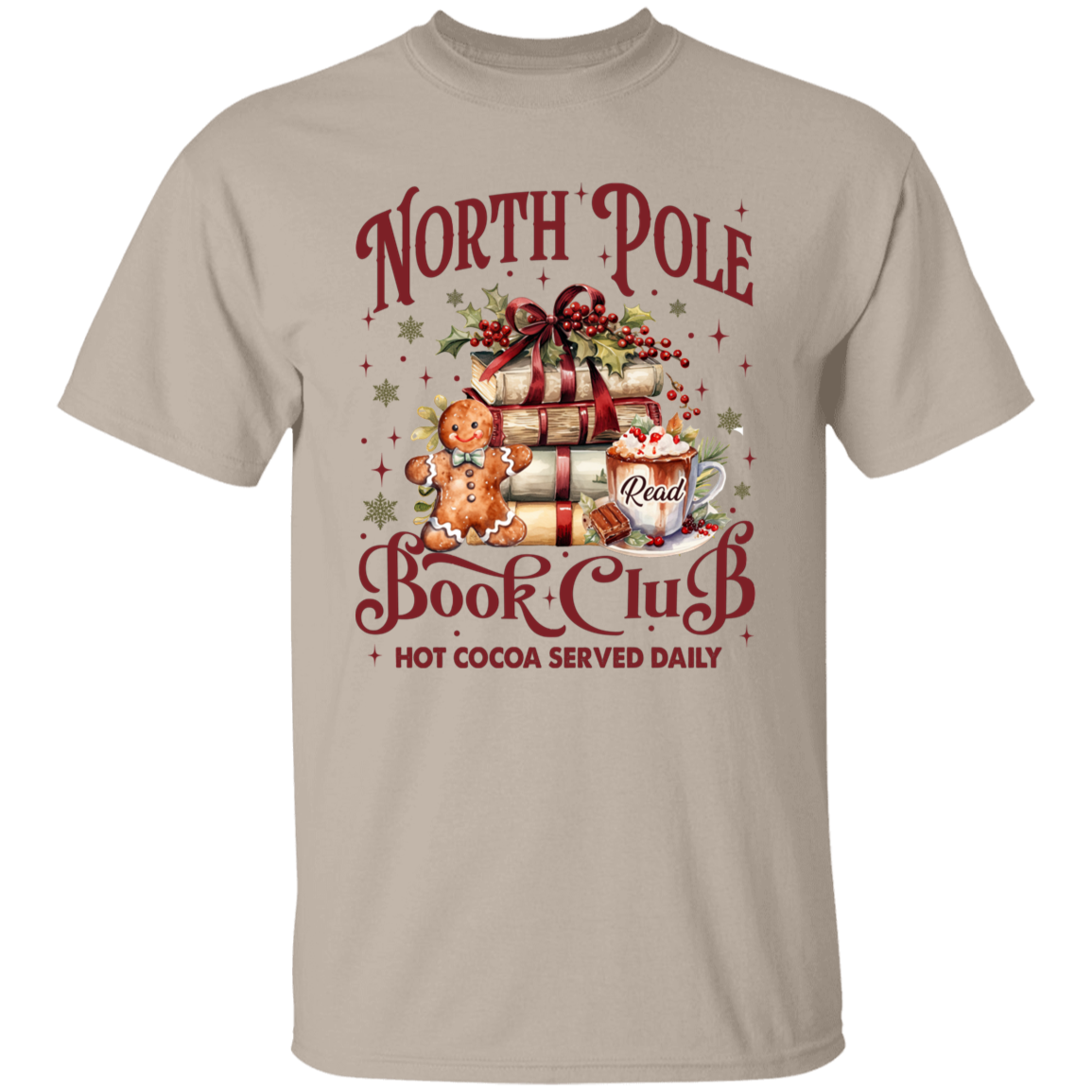 North Pole Book Club T-Shirt & Sweatshirt - Cozy Christmas Book Lover’s Apparel with Hot Cocoa Design