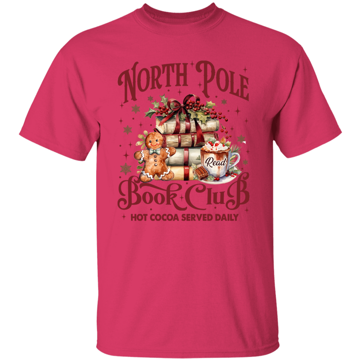 North Pole Book Club T-Shirt & Sweatshirt - Cozy Christmas Book Lover’s Apparel with Hot Cocoa Design