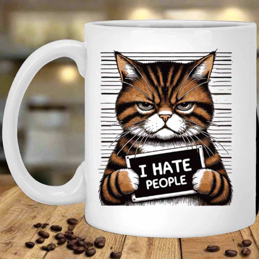 Don’t Like People Cat Mug – Perfect for Cat Lovers with Attitude