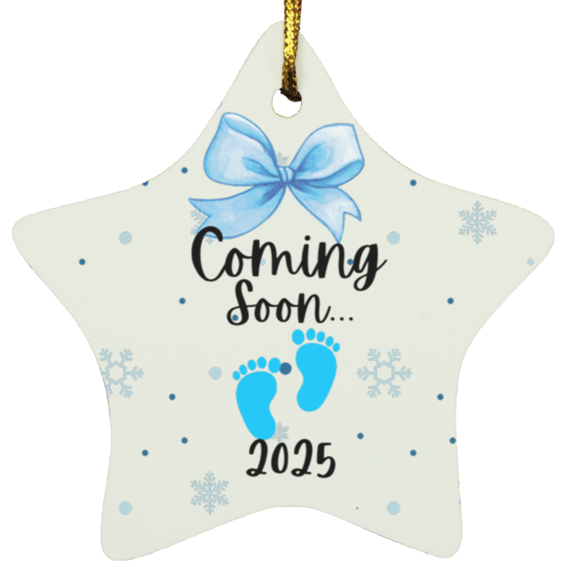 Coming Soon Baby Boy Star Christmas Ornament