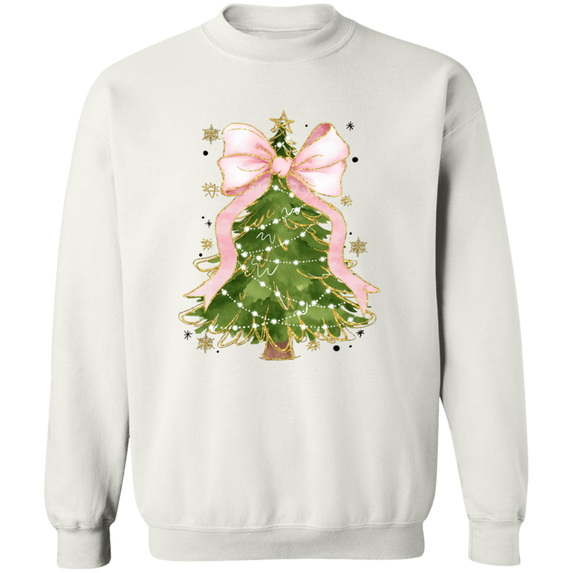 Christmas Tree Bow Shirt - Festive Coquette Christmas Sweatshirt for Women