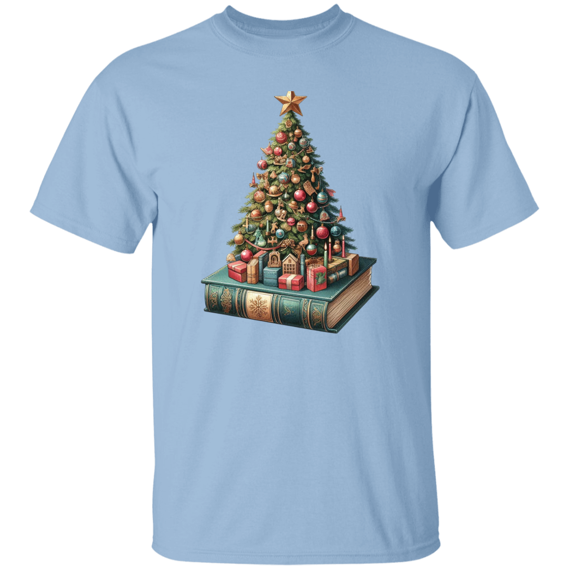 Christmas Tree Book Stack T-Shirt for Book Lovers – Cozy Holiday Gift