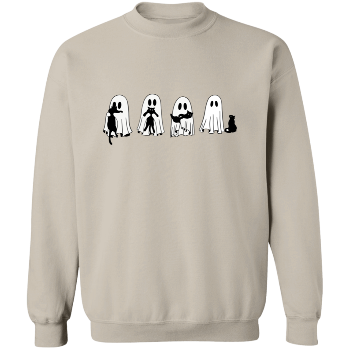 Halloween Ghosts & Cats G180 Crewneck Pullover Sweatshirt
