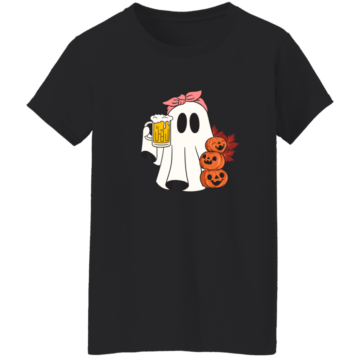 Spooky Beer Ghost Ladies T-Shirt | Cute Halloween Ghost