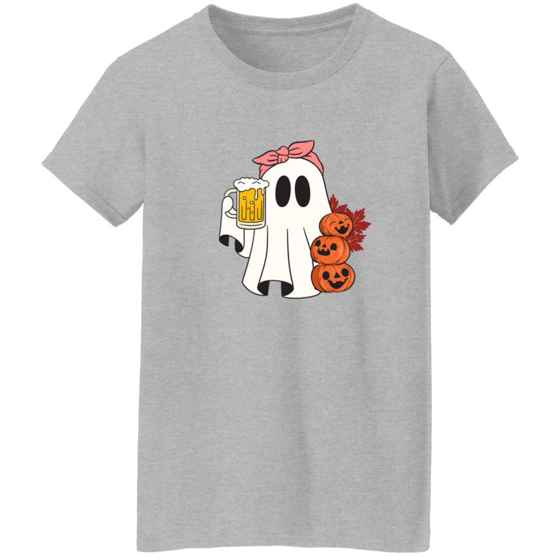 Spooky Beer Ghost Ladies T-Shirt | Cute Halloween Ghost