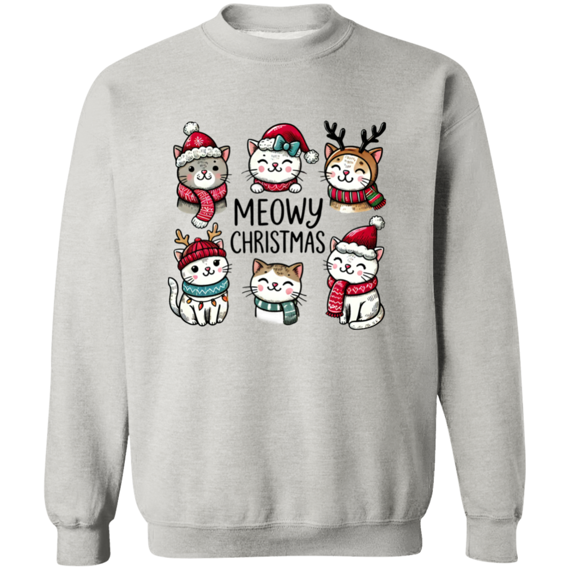 Meowy Christmas Cat T-Shirt & Sweatshirt – Purr-fect Holiday Gift