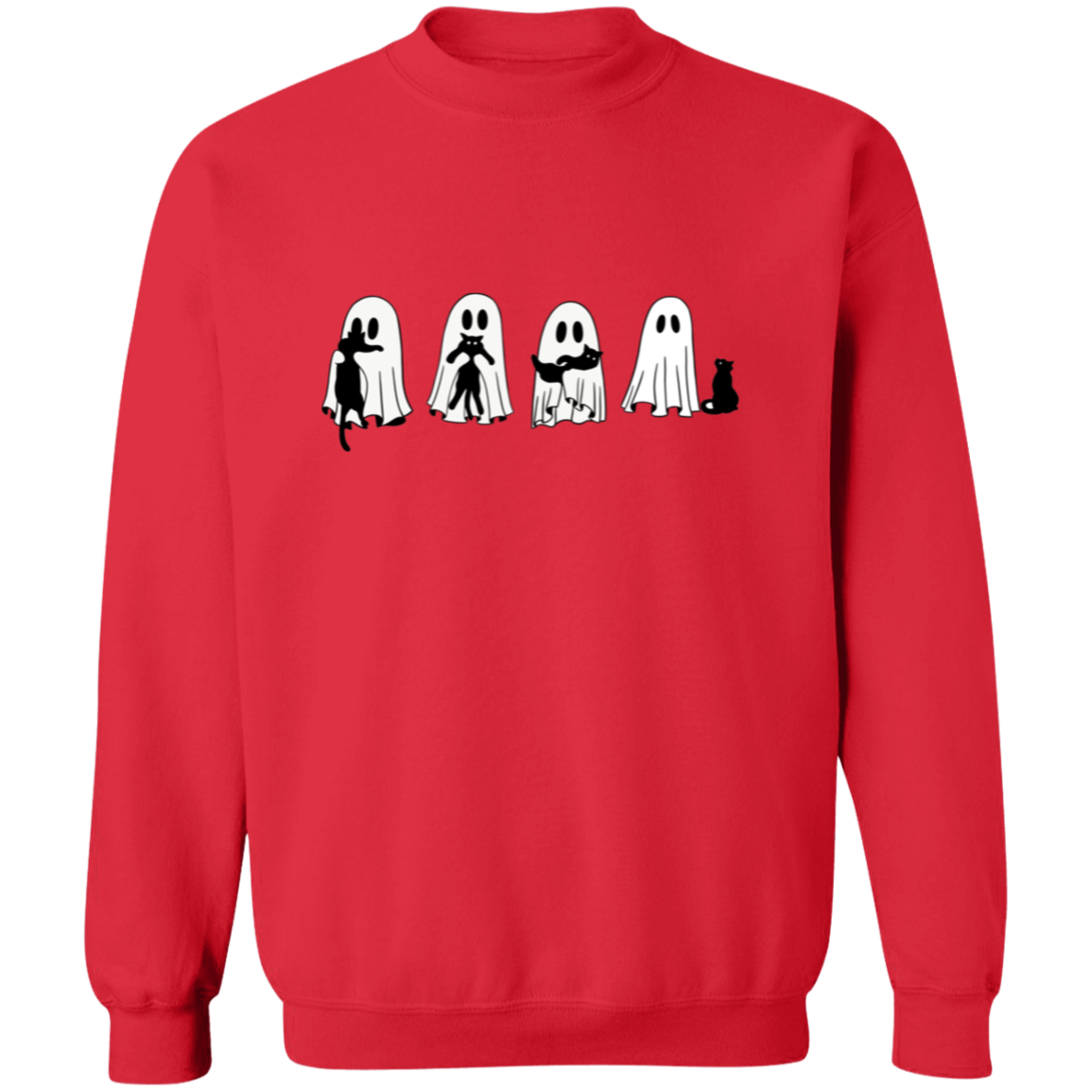 Halloween Ghosts & Cats G180 Crewneck Pullover Sweatshirt