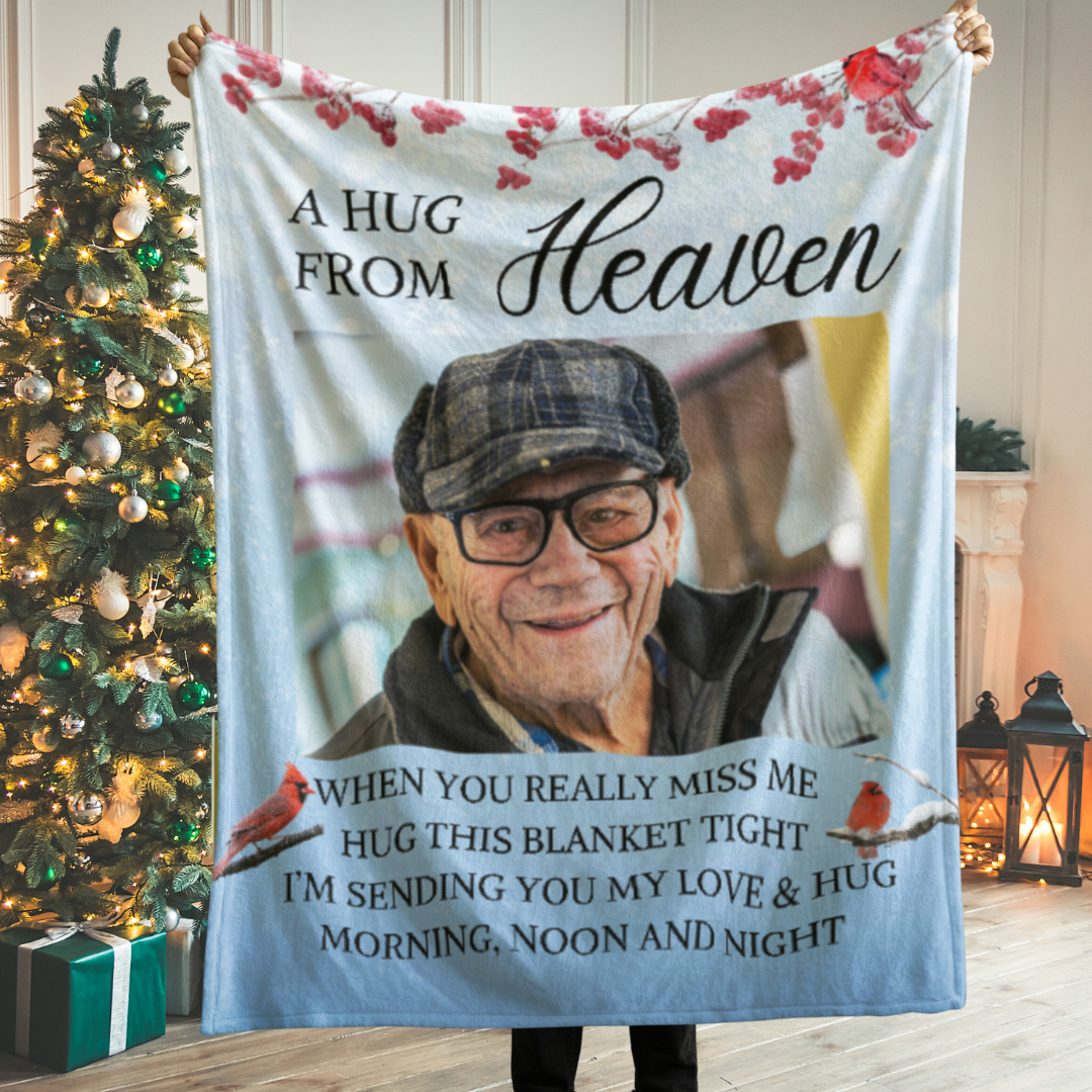 A Hug From Heaven - Personalized Photo Blanket - Gifts For Memorial