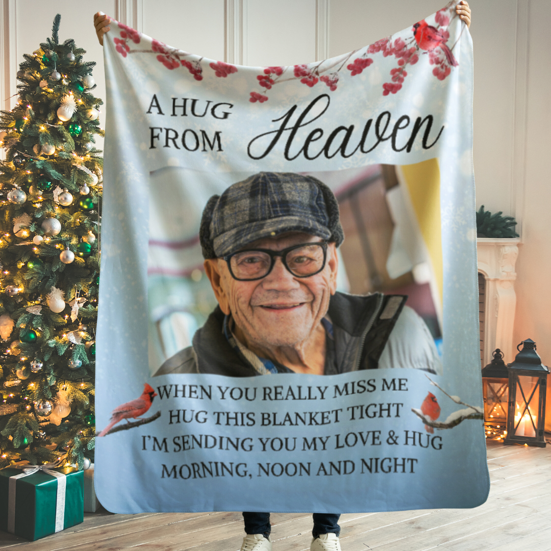 A Hug From Heaven - Personalized Photo Blanket - Gifts For Memorial