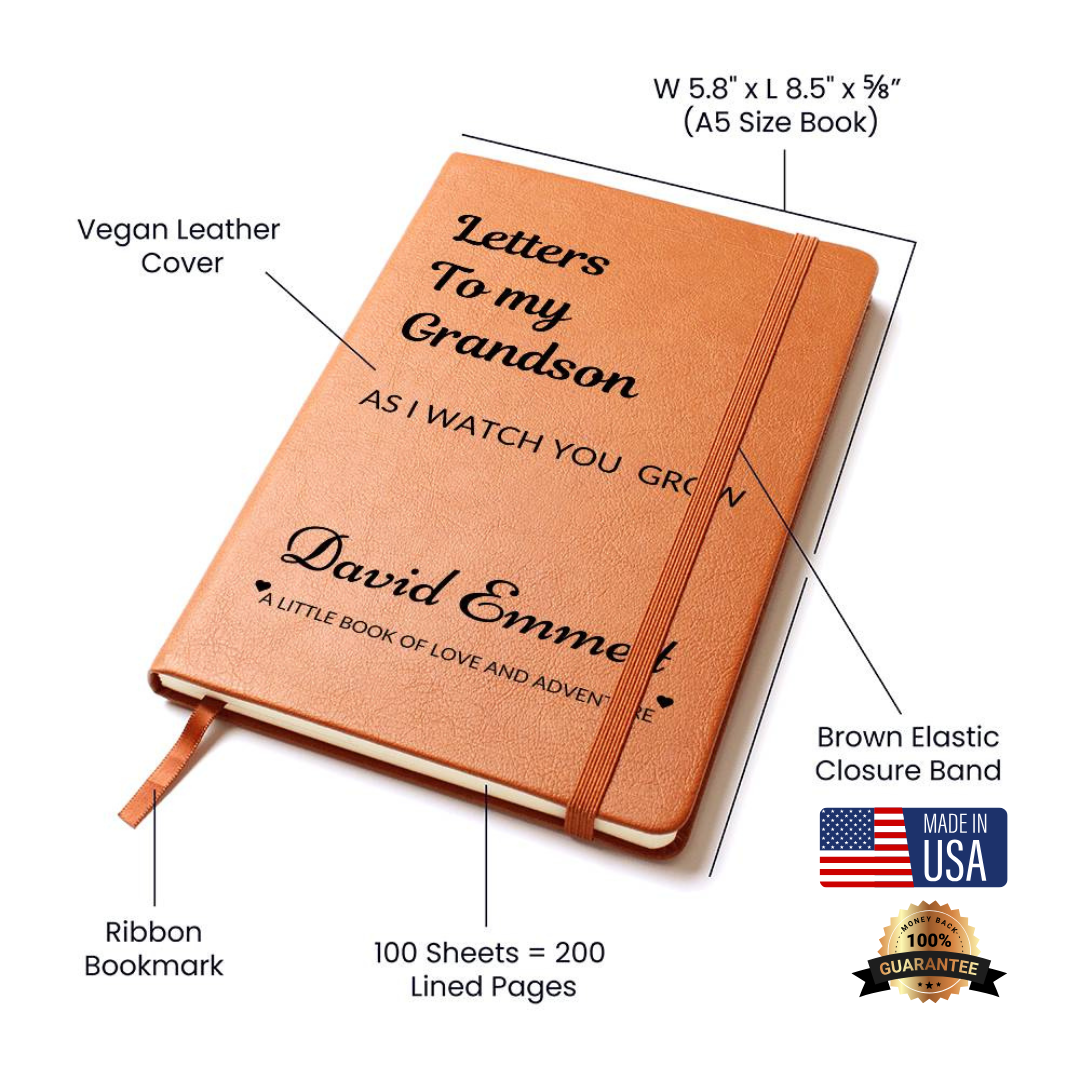 "Letters to My Grandson" Personalized Vegan Leather Graphic Journal – A Sentimental Gift