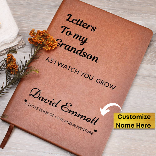 "Letters to My Grandson" Personalized Vegan Leather Graphic Journal – A Sentimental Gift