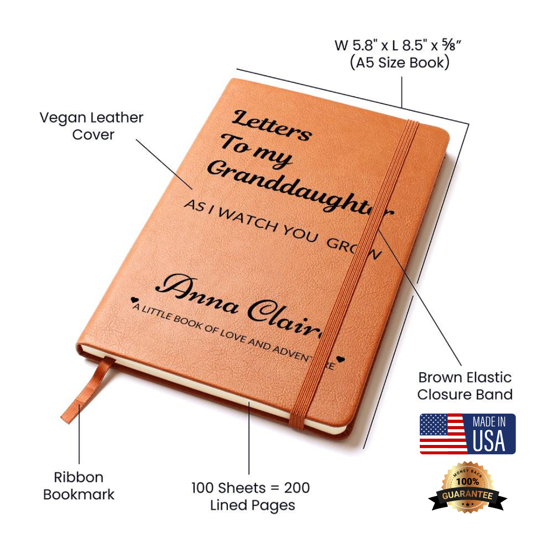 "Letters to My Granddaughter" Personalized Vegan Leather Journal – A Timeless Keepsake