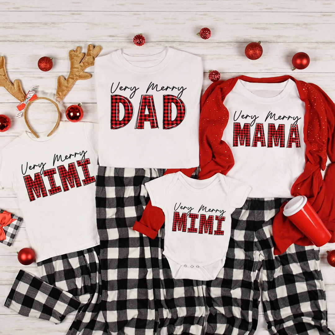 Very Merry Mama, Dad & Mimi" Matching Christmas T-Shirts & Sweatshirts – Festive Family Apparel