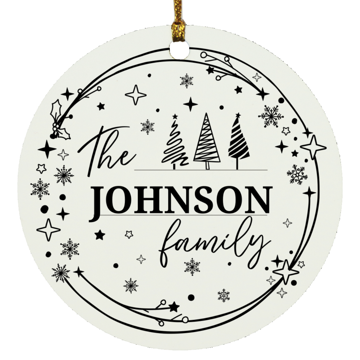 Personalized Family Name Christmas Ornament - Custom Holiday Keepsake