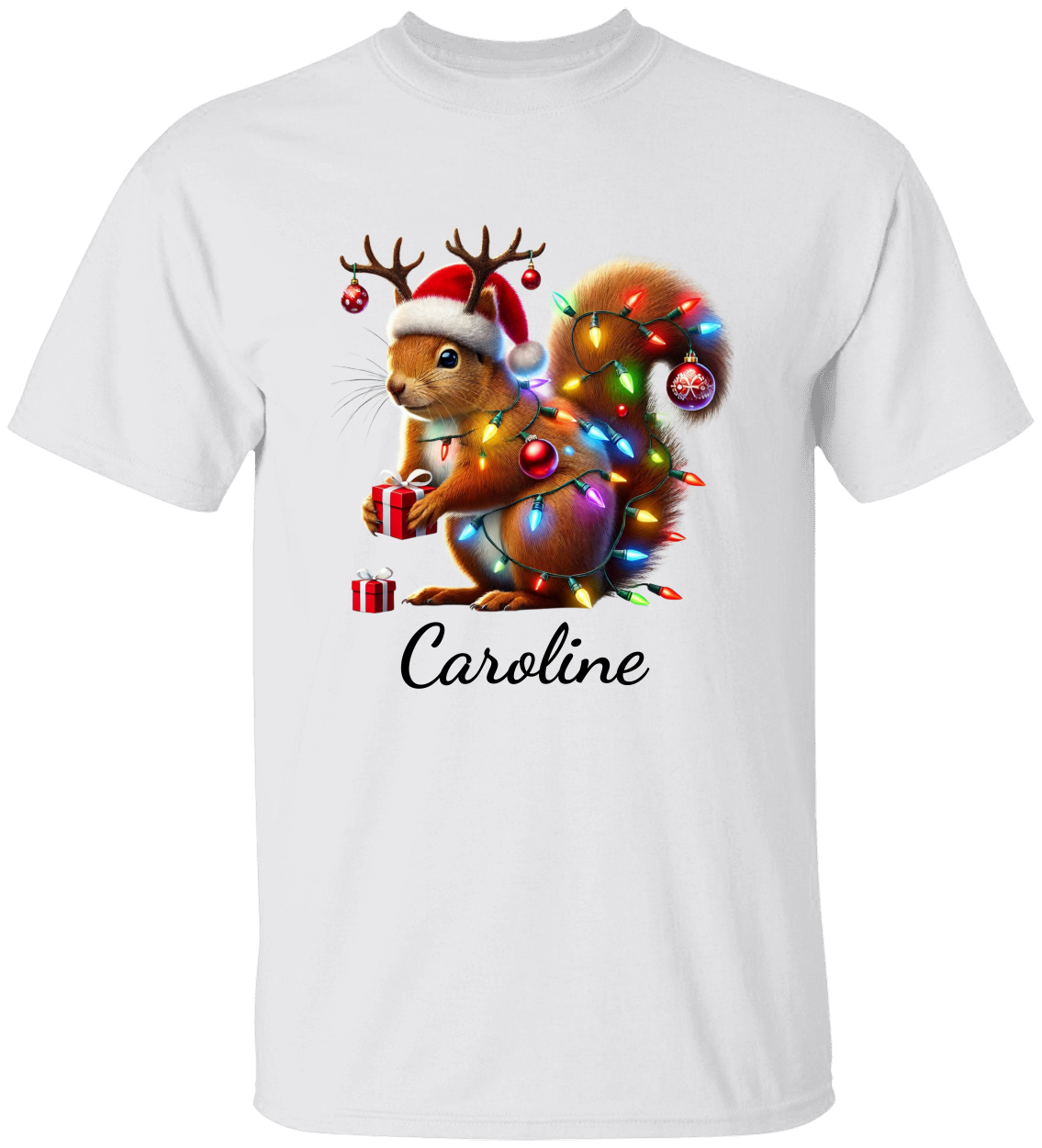 Personalized Christmas Squirrel Lights Sweatshirt | T-shirt | Christmas Trend Tee