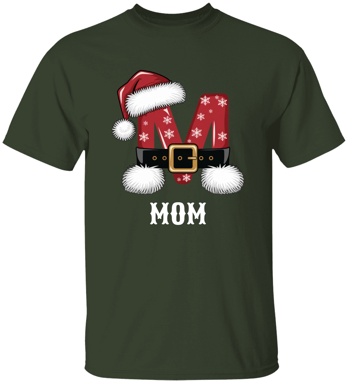 Personalized Family Christmas Name Shirts – Custom Initials with Festive Hat & Belt Design for All Ages
