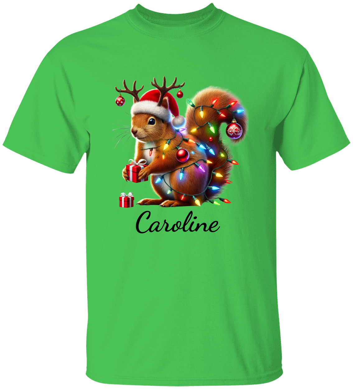 Personalized Christmas Squirrel Lights Sweatshirt | T-shirt | Christmas Trend Tee