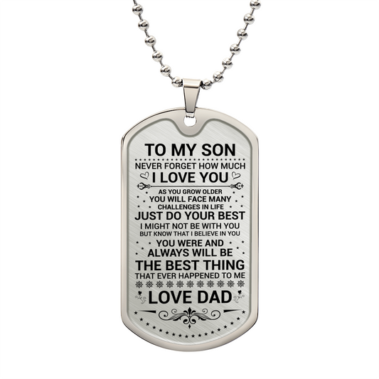 To My Son - Engraved Military Dog Tag Necklace | Personalized Keepsake from Dad