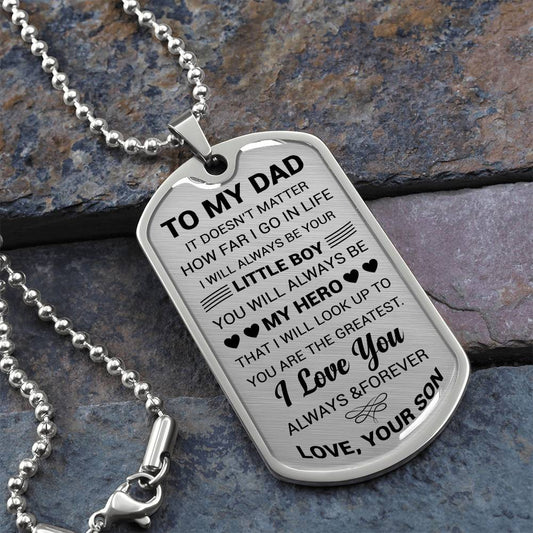 To My Dad Personalized Necklace | Engraved Necklace Gift From Son To Dad