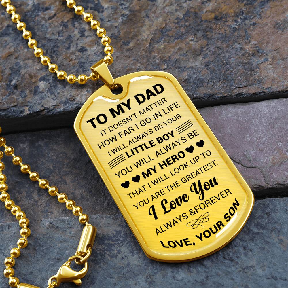 To My Dad Personalized Necklace | Engraved Necklace Gift From Son To Dad
