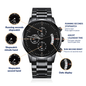 Engraved Watch for Dad - Personalized Father's Day Gift with Heartfelt Message and Fist Bump Design"