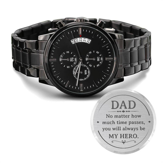 Engraved Watch for Dad - Personalized Father Gift with Heartfelt Message