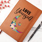 Love Yourself Journal - Colorful Moon and Star Graphic Journal with Floral Accents | Self-Love and Empowerment Gift
