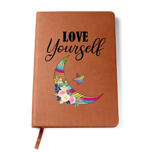 Love Yourself Journal - Colorful Moon and Star Graphic Journal with Floral Accents | Self-Love and Empowerment Gift