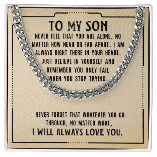 "To My Son" Cuba Link Chain Necklace - A Powerful Reminder of Love and Support