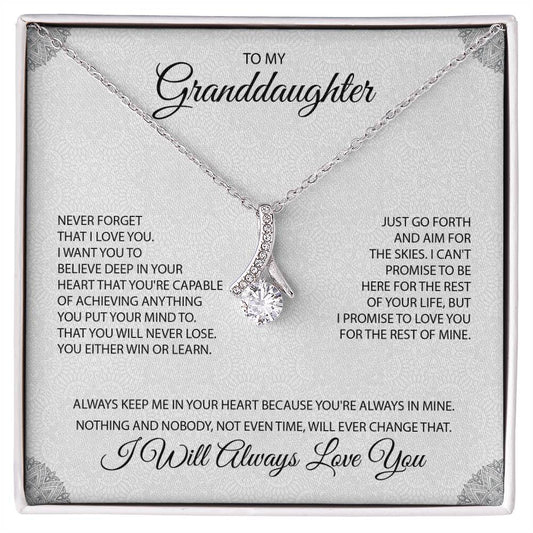 To My Granddaughter Love Knot Necklace, Inspirational Gift for Granddaughter, Forever in My Heart Jewelry, Granddaughter Birthday or Graduation Present