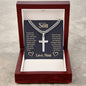 To My Son | Never Forget that You are Brave | Cuban Link Chain with Engraved Artisan Cross