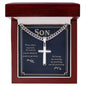 To My Son - Artisan Cross Cuban Chain Necklace with Personalization