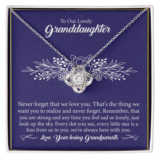 To My Granddaughter | From Your Loving Grandparents, A Heartfelt Love Knot Necklace