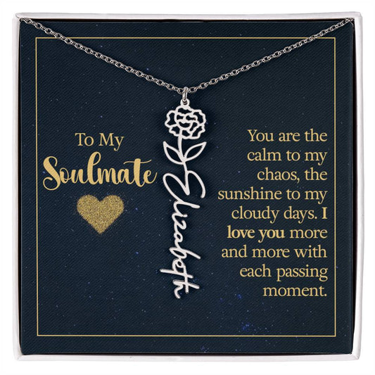 To My Soulmate - Personalized Name Necklace With Birth Blower For Soulmate