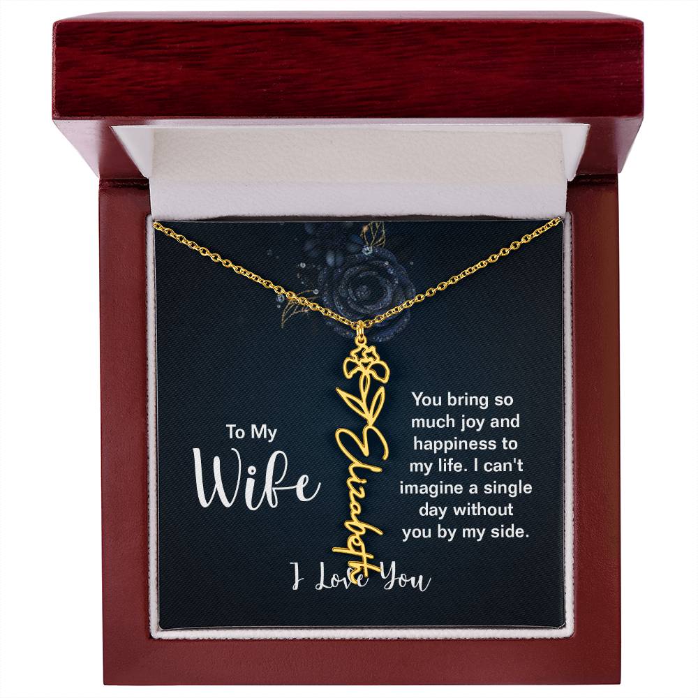 To My Wife - I Love You- Personalized Birth Flower Necklace