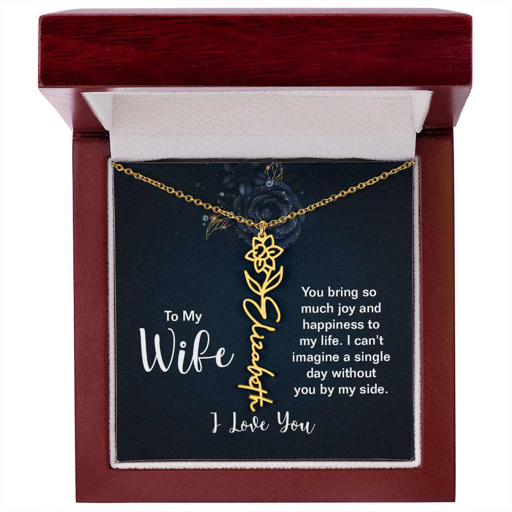 To My Wife - I Love You- Personalized Birth Flower Necklace
