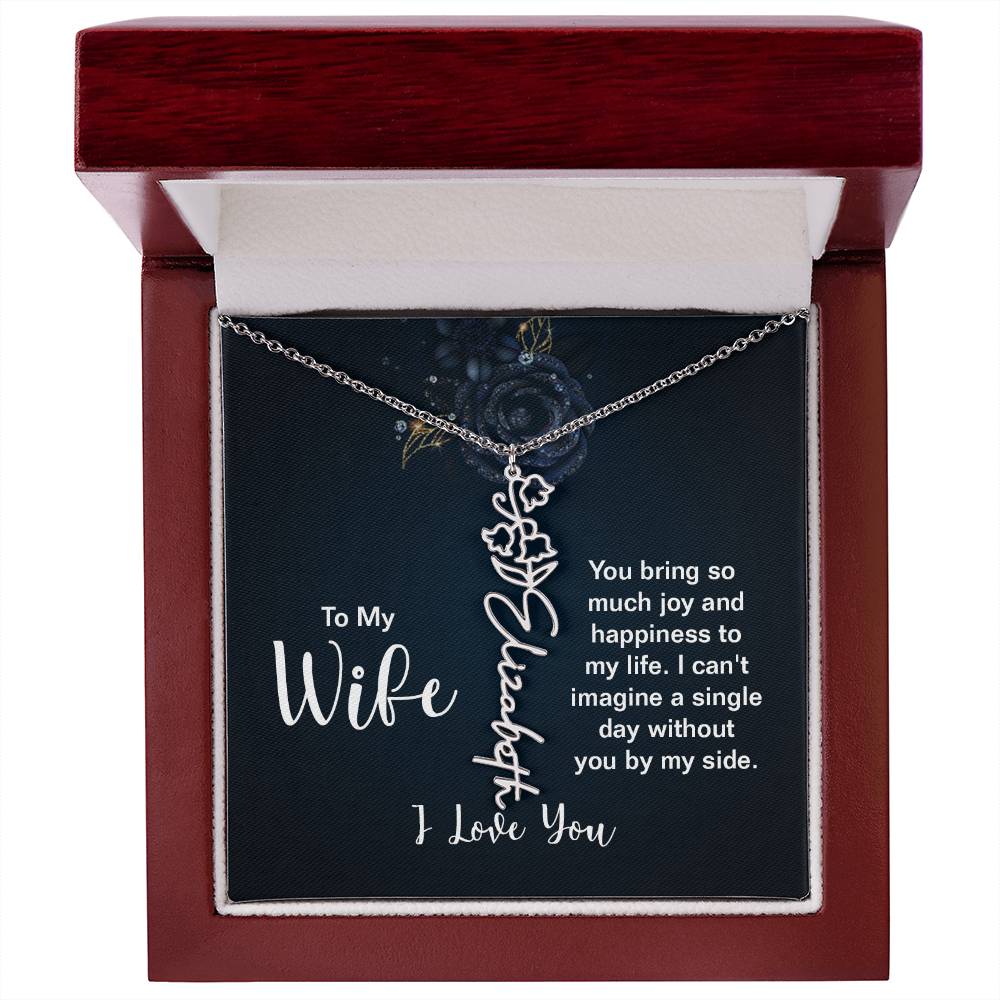 To My Wife - I Love You- Personalized Birth Flower Necklace