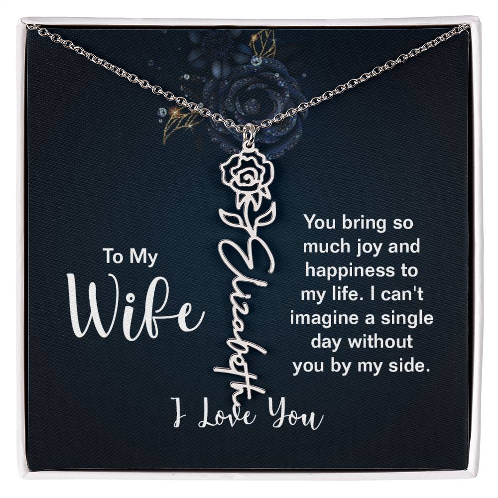 To My Wife - I Love You- Personalized Birth Flower Necklace