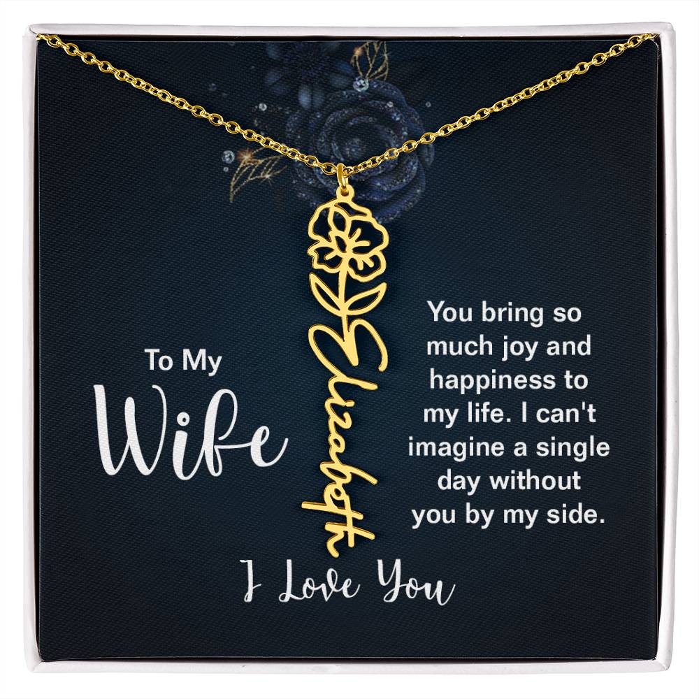 To My Wife - I Love You- Personalized Birth Flower Necklace