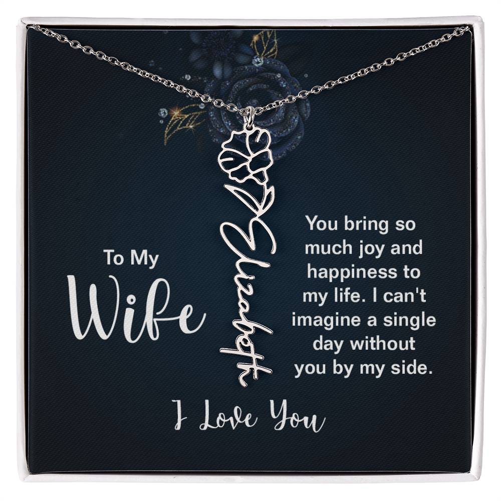 To My Wife - I Love You- Personalized Birth Flower Necklace